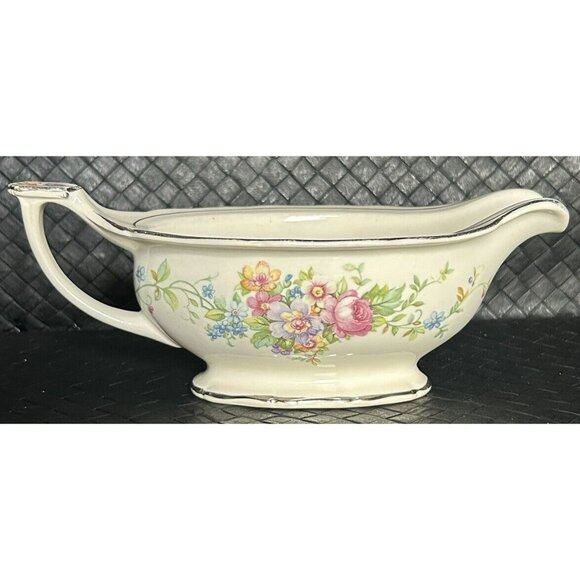 Carrollton Pottery Co. Antique Gravy Boat c1903-1937 Unique Flowers On Handle - Picture 3 of 15
